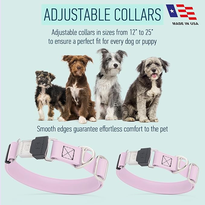 Dogline Biothane Waterproof Dog Collar with Herm Sprenger Black Stainless Steel Quick Release Buckle – Heavy Duty Tactical Durable Collar for Dogs – Comfortable and Safe Pet Collar W1 L 15-25" Pastel-PurrikoPets