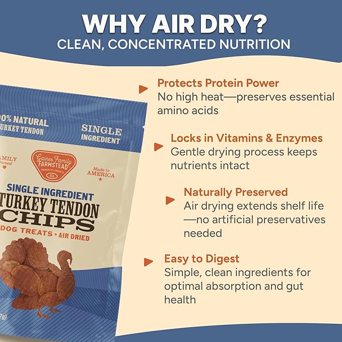 Gaines Family Farmstead Turkey Tendon Chips for Dogs – 5 oz, Natural Single-Ingredient Dog Treats, High-Protein Crunchy Chews, Rawhide Alternative, Grain-Free, Made in USA-PurrikoPets