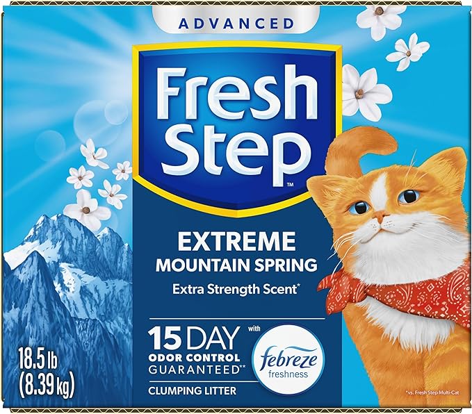 Fresh Step Advanced Extreme Clumping Litter with Febreze Freshness with Mountain Spring Scent, Fights Odor on Contact, 37 lbs. (2 x 18.5 lb. Box)-PurrikoPets