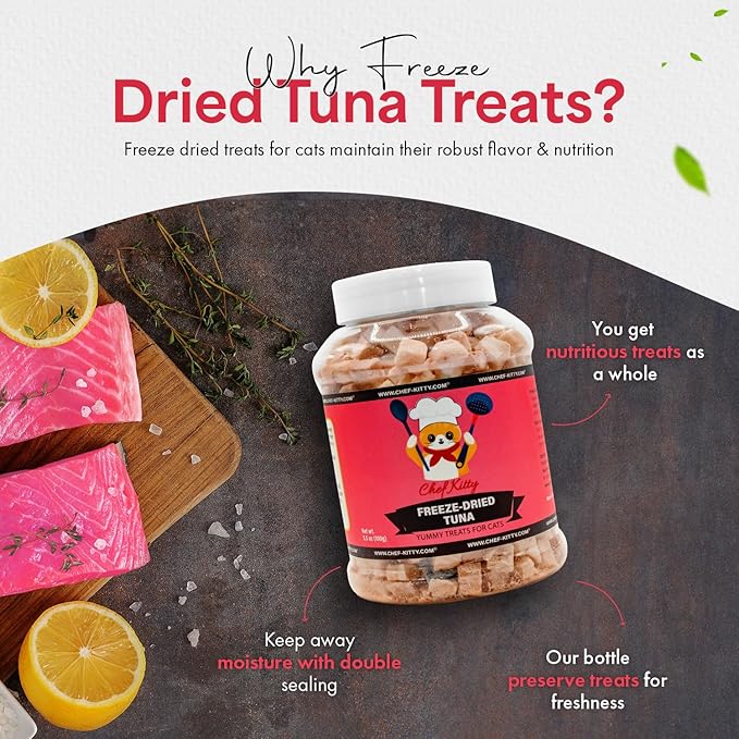 Freeze-Dried Tuna Treats for Cats & Dogs – 100% Wild Caught, Single Ingredient, High-Protein, Healthy Snack – No Additives or Preservatives – 3.5oz - Inspected & Tested in USA-PurrikoPets