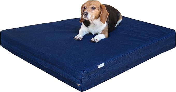 Dogbed4less Premium Orthopedic Memory Foam Dog Bed for Medium Large Dogs, Washable Durable Denim Cover, Waterproof and Extra External Pet Bed Case 37"X27"X4"-PurrikoPets