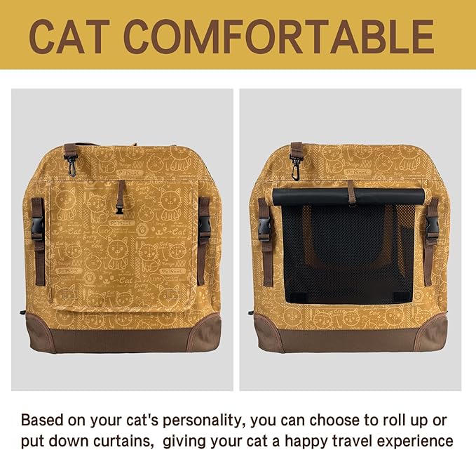 Extra Large Cat Carrier Soft Sided, Portable Small Dog Carrier for 2 Cats, 24"x16.5"x16" Car Travel Folding Comfortable Design, Yellow-PurrikoPets