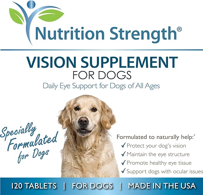 Eye Care for Dogs Daily Vision Supplement with Lutein, Zeaxanthin, Astaxanthin, CoQ10, Bilberry Antioxidants, Vitamin C, Vitamin E Support for Dog Eye Problems, 120 Chewable Tablets-PurrikoPets