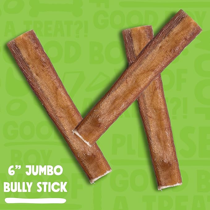All Natural Bully Sticks for Small to Medium Dogs and Puppies (6" Jumbo - 4pk)-PurrikoPets