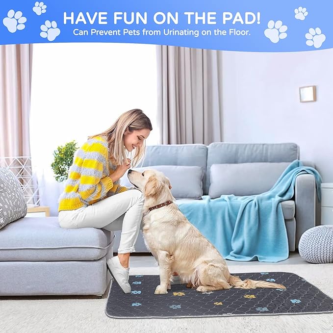 Aitmexcn Washable Puppy Dog Pee Pad, 4PCS 100% Waterproof Whelping Training Mat for Puppy/Senior Dog, Fast Drying Reusable Puppy Pads for Indoor, Outdoor and Car Travel- 32x36''-PurrikoPets