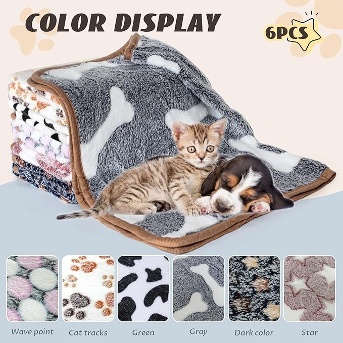 6 Pcs Washable Guinea Pig Blankets Absorbent Animal Fleece Bedding Waterproof Cage Liners Reusable Pet Pee Pad Sleep Mat Pad Cover for Hamster Ferret Rabbit Chinchilla Hedgehog (20"x30")-PurrikoPets