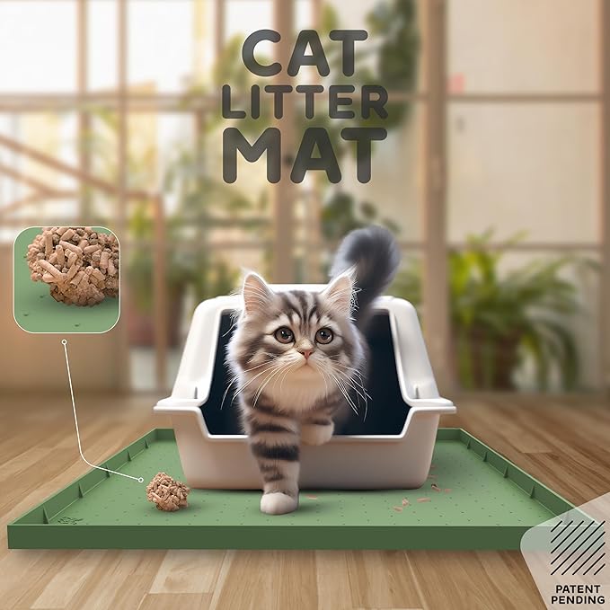 32x24x1” XL Dog Food Mat - All Purpose Under Sink Liner, Washer and Dryer Covers for The Top, Silicone Griddle Mat for Blackstone - Raised Edges Dog Mat for Food and Water Prevent Spill, Waterproof-PurrikoPets