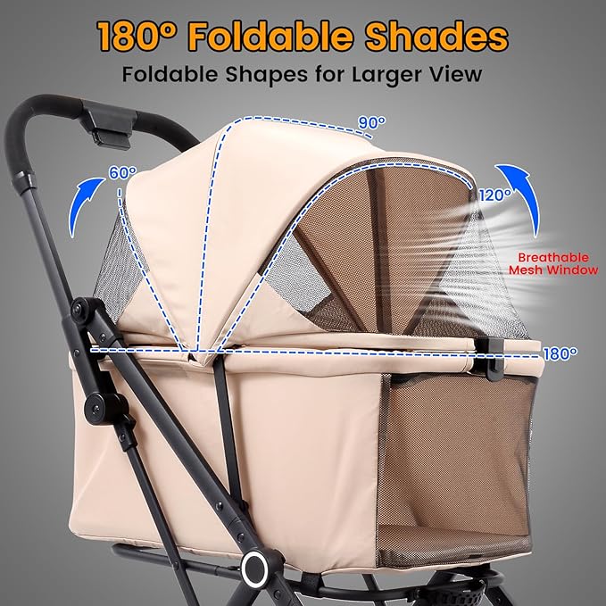 Foldable Dog Stroller - Lightweight Pet Stroller with One-Step Folding, No Assembly Required for Walking, Travel & Shopping, Perfect for Small Dogs, Senior Pets & Cats-PurrikoPets