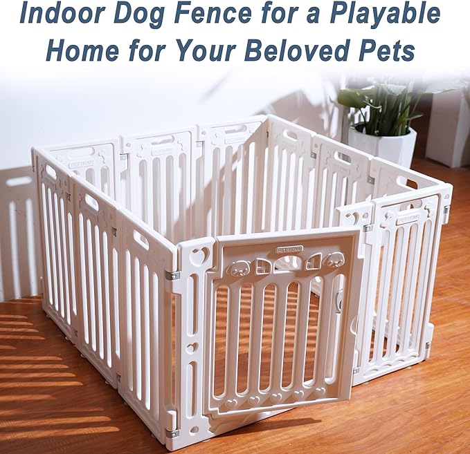 Dog Playpen with Door, DIY Shape Combination Puppy Pen,25.5" H 10-Panel Dog Fence,Non-Slip & Secure Pet Gate, Easy to Assemble(Standard Room)-PurrikoPets