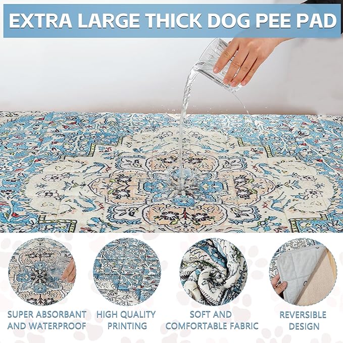 Extra Large Washable Pee Pads for Dogs (72"x72"), Upgrade Reusable Puppy Pads with Non-Slip Rug Pad, Super Thickening Absorbent Leakproof Dog Traning Pads Whelping Pad for Dogs, Doggie-PurrikoPets