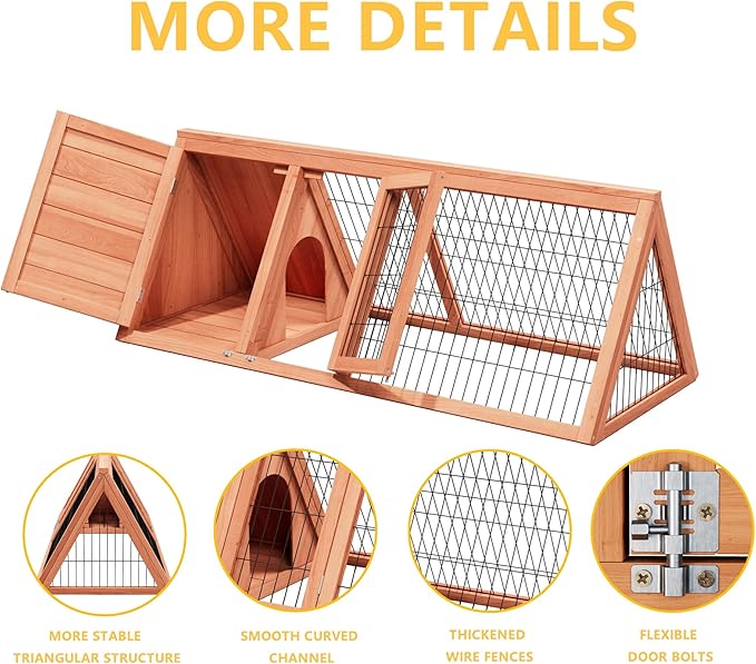 A-Frame Quail Coop,Wooden Quail Cage Indoor Outdoor,Triangle Rabbit Hutch with 2 Doors & Ventilating Wire for Small Animals,Sold by XilishppEcxEco (Ntural Wood)-PurrikoPets