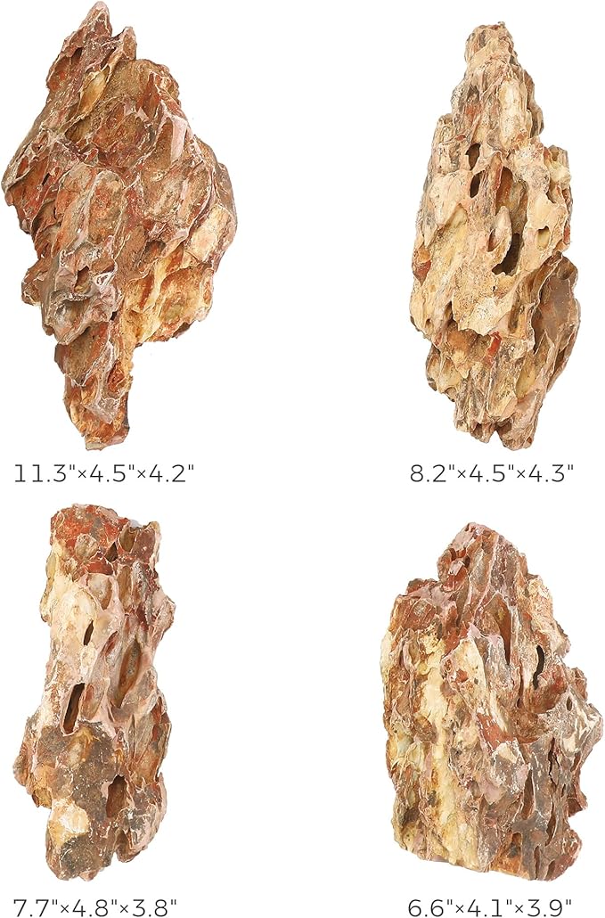 6-8 Inches Natural Dragon Stone 4 PCS Aquarium Rocks for Aquascaping, Aquarium Landscaping, Terrariums, Fish Tank Decoration, Vivariums, Paludarium, Reptile and Amphibian Enclosures-PurrikoPets