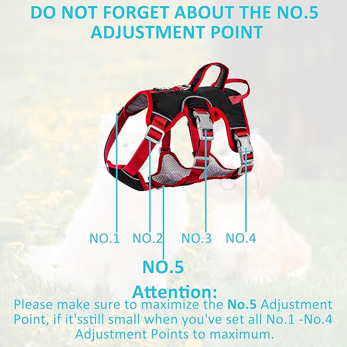 Escape Proof Dog Harness, No Pull Reflective Adjustable Vest with Easy Control Lift Handle, No Choke Soft Padded Breathable Full Body Pet Harness for Walking Hiking and Training (Red, Small)-PurrikoPets
