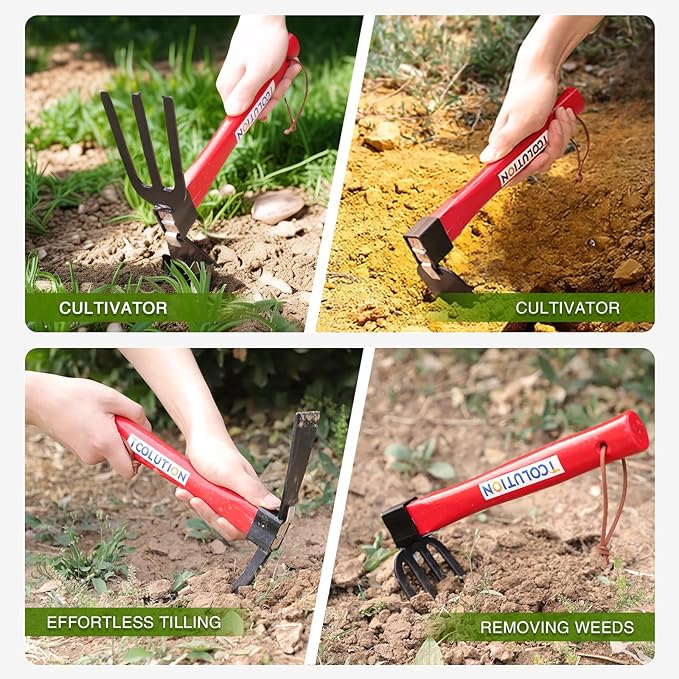 Garden Tool Set with Tool Box 4 Piece Heavy Duty Gardening Tools Kit with Hoe Rake Shovel Fork Non Slip Handle Garden Hand Tools for Digging Weeding Planting-PurrikoPets