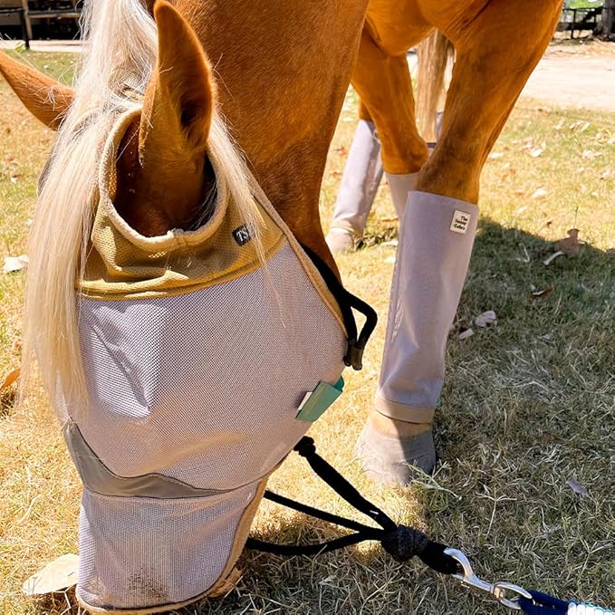 Fly Masks for Horses, 70% Uv-Block, Breathable Fly Mask for Equines, Durable, Comfortable Fit for All-Day Protection, Horse Size (Horse Fly Mask, with Nose)-PurrikoPets