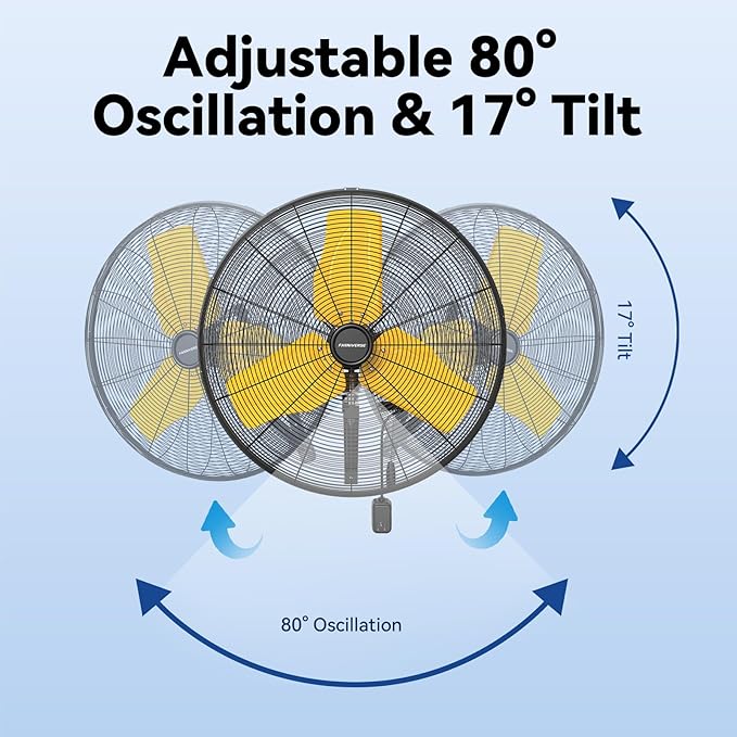 24 Inch 9500 CFM Waterproof Wall Fan Pro Series - Outdoor High Velocity Wall Mount Fan with Enclosed Motor for Residential, Warehouse, Patio, Shop, Garage, Barn UL Safety Listed-PurrikoPets