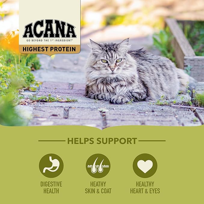 ACANA Highest Protein Grasslands Grain-Free Dry Cat Food, Duck, Free-Run Chicken and Eggs Cat Food Recipe, 4lb-PurrikoPets