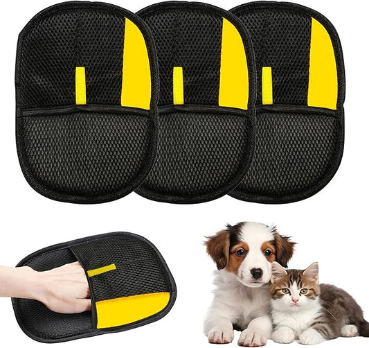 3Pcs Electrostatic Gloves Pet Hair Removal, 2025 Thickened Pet Hair Remover Glove, Washable Reusable Dog Cats Hair Gloves for Furniture Bed Sheets Couch Clothes Carpet Car Seat-PurrikoPets