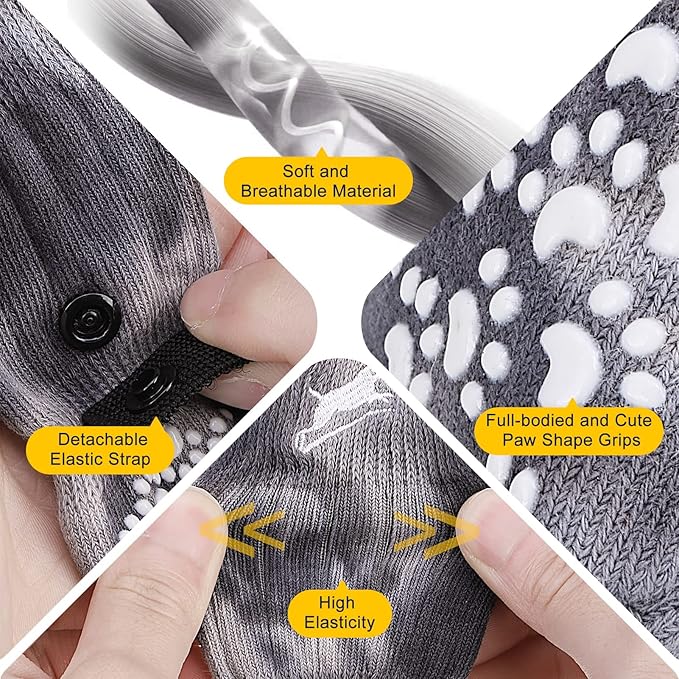 EXPAWLORER Anti Slip Dog Socks to Prevent Licking Paws, Dog Shoes for Hot Pavement, Dog Booties for Small Medium Large Senior Dogs, Traction Control Dog Boots & Paw Protectors for Hardwood Floors-PurrikoPets