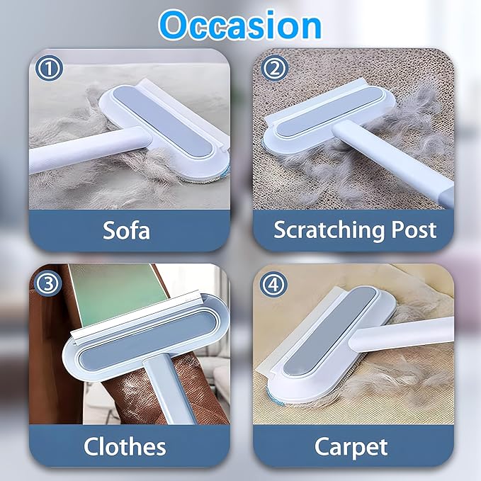 4 in 1 Pet Hair Removal Tool, Multifunctional Pet Hair Remover, Cat and Dog Hair Remover Brush Reusable with 23in Long Handle for Furniture, Couch, Carpet, Clothes-PurrikoPets