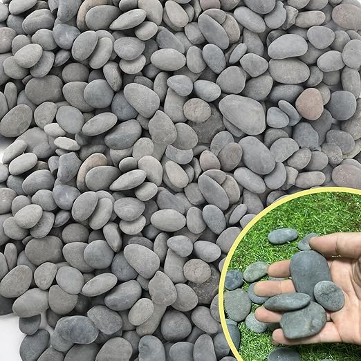 45LB River Rocks,Mexican Beach Pebbles for Plants,Potting,Garden Landscape Stone Paving Stone Grey 1Inch - 2Inch…-PurrikoPets