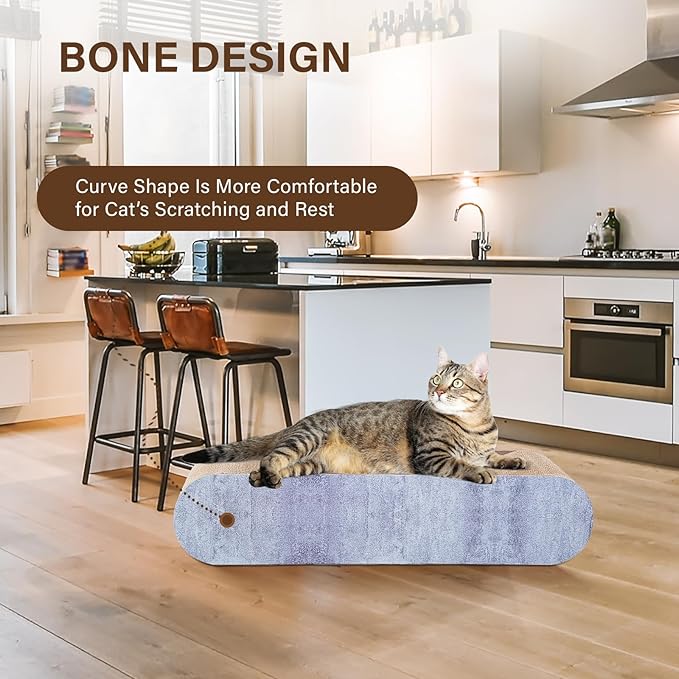 2 in 1 Cat Scratcher Cardboard Lounge Bed, Cat Scratching Post, Durable Board Pads Prevents Furniture Damage,Large (Reversible Grey)-PurrikoPets
