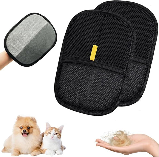 2 Pcs Pet Hair Removal Glove for Cats & Dogs, Pet Hair Remover Brushing Gloves, Reusable Pet Hair Remover Glove, Double-Sided for Couch, Clothing, Carpet, Car Seat-PurrikoPets