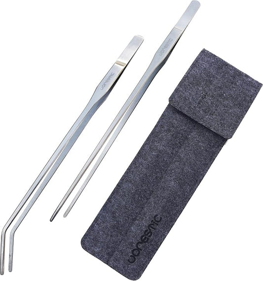 2 Pcs 10.6 Inches Heavy Duty Reptile Feeding Tongs, Long Aquarium Tweezers, Straight and Curved Long Tweezers for Aquarium and Terrarium-PurrikoPets