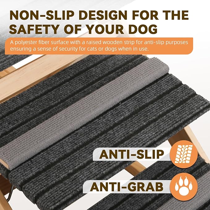 2-in-1 Dog Ramp and Dog Stairs Folding Ramp for Bed and Couch, Suitable for Small to Medium Dogs, Supports up to 150 Pounds-PurrikoPets