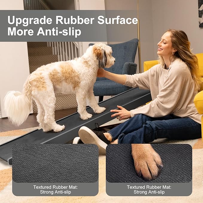 Aboron Antislip Folding Dog Ramp, Adjustable Pet Ramp for Bed/Couch/Car, Rubber Mat with High Traction, Great for Small & Large Old Dogs & Cats, Supports up to 200 lbs,63" Long-PurrikoPets