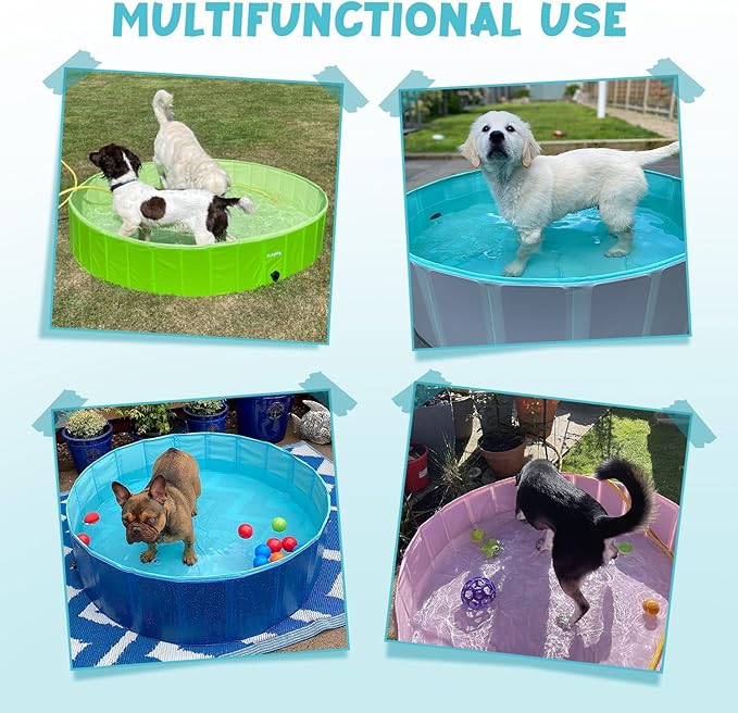 Furrybaby Dog Pool, Foldable Dog Pools for Large Dogs Portable Kiddie Pool Pet Doggie Wading Swimming(Navy 47'') Indoor and Outdoor-PurrikoPets