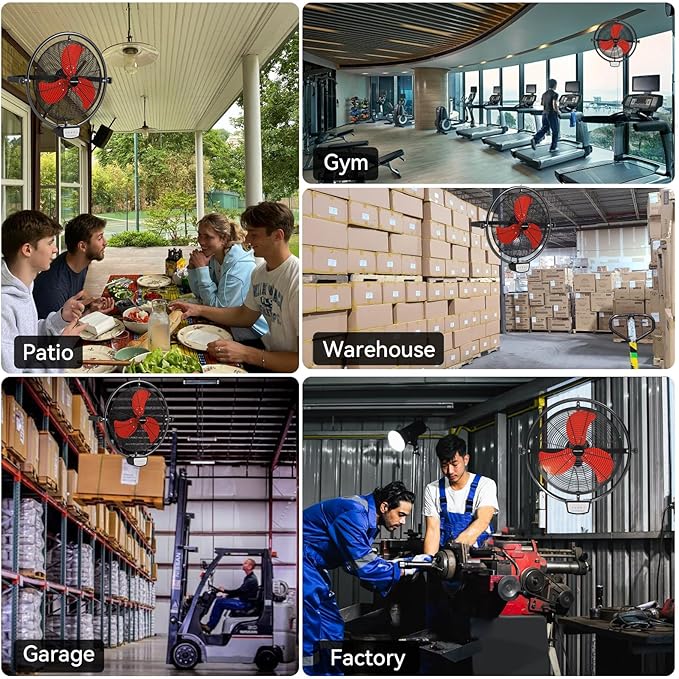 20 Inch Wall Metal Fan Pro Series Remote Control, High Velocity Wall Mount Fans for Commercial, Residential, Warehouse, Covered Patio, Shop, Garage, Barn 3 Speed 5200 CFM UL Safety Listed-PurrikoPets