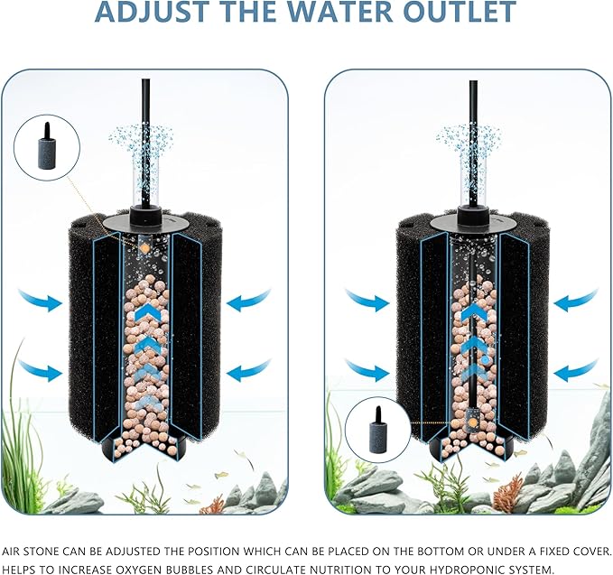 4Pcs Aquarium Sponge Filter 40 Gallon, Sponge Filter 50Gal with Airstone Breeding Fry Betta Shrimp Fish Tank 10 Gal to 50 Gal-PurrikoPets