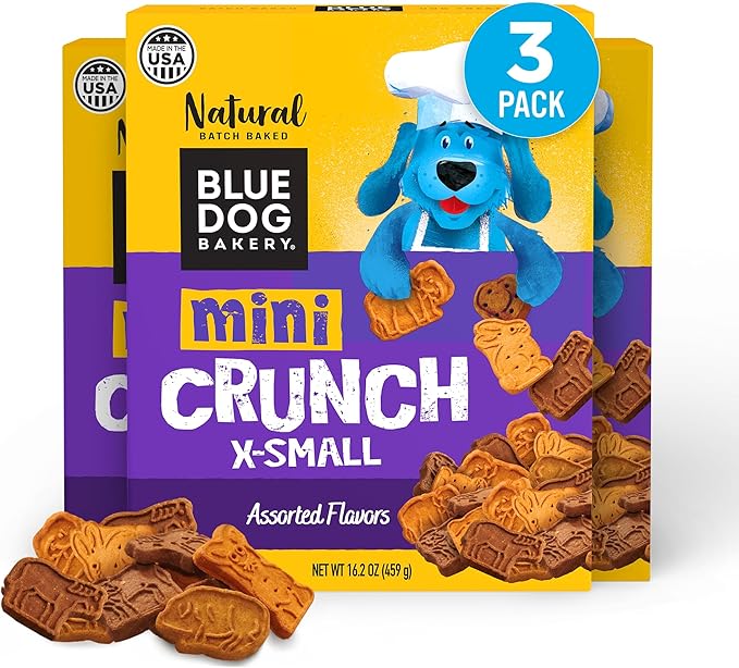 Blue Dog Bakery Natural Dog Treats, Mini Crunch, Assorted Flavors, 16.2oz, 3 Count-PurrikoPets