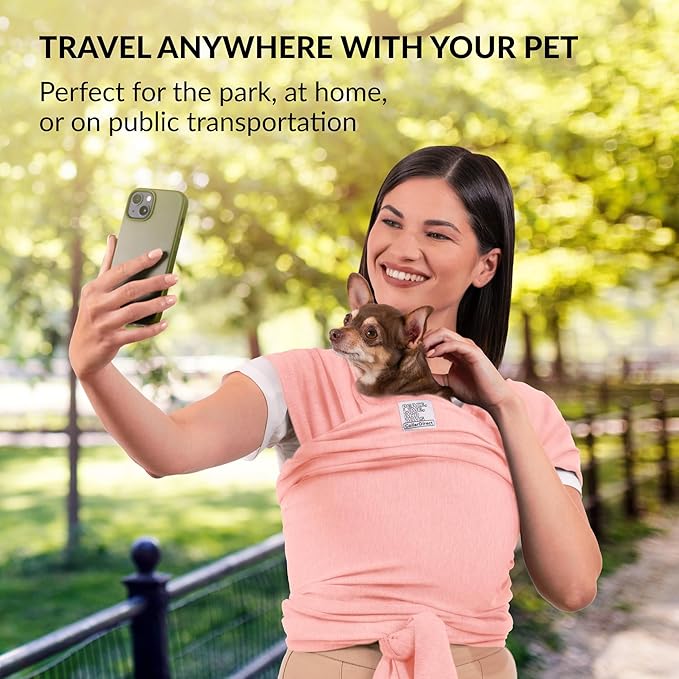 Dog Sling Carrier for Small Dogs - Anti-Anxiety Cat Sling, Puppy Pouch - Pet Sling in Gray Black Blue Green Pink Yellow (Pink, Standard)-PurrikoPets