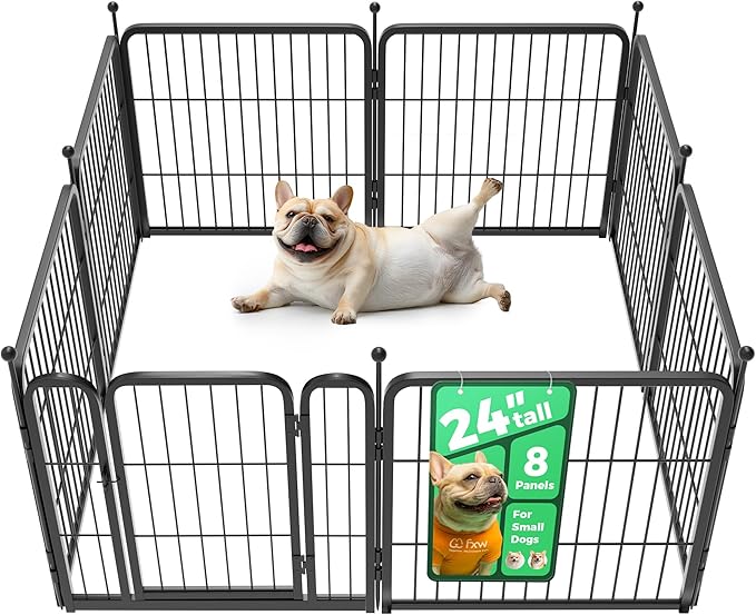FXW Rollick Unleashed Dog Playpen for Indoor, Yard, RV Camping, 24 inch 8 Panels for Small and Puppy Dogs, Black│Patented-PurrikoPets