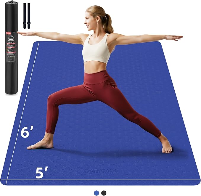 Extra Large Yoga Mat - 72"x35", 72"x48", 78"x57" - Wide TPE Exercise Mat for Home, Stretching, Couples & Family Workouts - 6-12mm Thick, Non-Slip & Waterproof - with Carry Bag and Straps-PurrikoPets