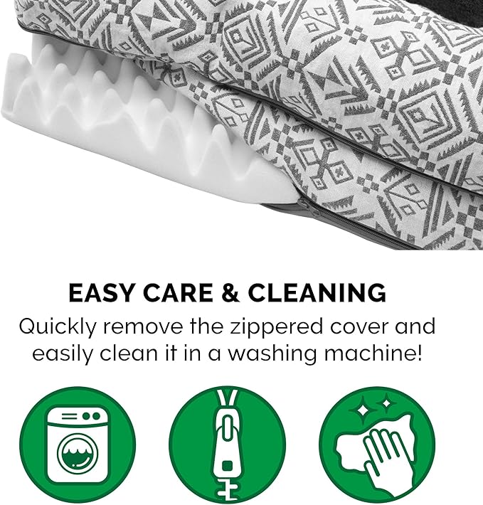 Furhaven Orthopedic Dog Bed for Large Dogs w/ Removable Bolsters & Washable Cover, For Dogs Up to 95 lbs - Plush & Southwest Kilim Woven Decor Sofa - Boulder Gray, Jumbo/XL-PurrikoPets