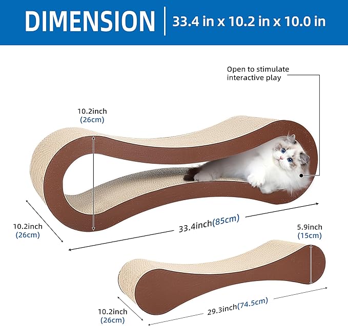 2 in 1 Cat Scratcher Cardboard, Cat Scratching Board Furniture Protector, Cat Scratching Post, Cat Beds for Indoor Cats, Infinity Shape, X-Large-PurrikoPets