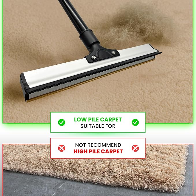 2025 Dual-Edge Carpet Rake for Pet Hair Removal & Fluffing Matted Carpet – 61" Adjustable Handle, Deep Clean Dog & Cat Hair Remover, Reusable Scraper for Rugs, Low Pile Carpet, Couch & Stairs-PurrikoPets