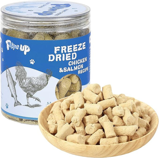 Freeze Dried Raw Dog Food, Chicken & Salmon Recipe Dog Food Topper, High Protein, Rawhide Free, Gluten&Grain Free for Dogs, Cats, 5.3oz-PurrikoPets