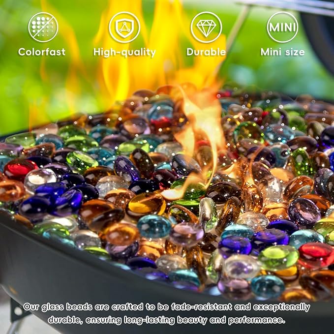 5 LB Mix Color Glass Beads, Mini Flat Glass Marbles~750PCS for Vases, Floral Bottom Mancala Gems Pebbles Fish Tank Rocks for Table Scatter Aquarium,Vase Fillers,Home Decorative Art Craft(0.5"~0.7")-PurrikoPets