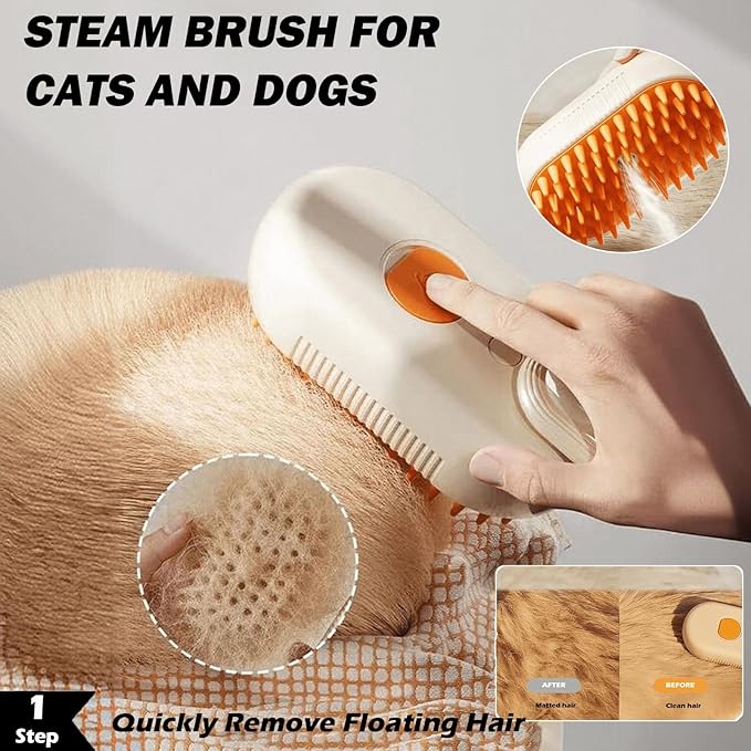 5 Pack Cat Steam Brush Kit - Pet Mist Water Brush for Dogs, Includes Steamy Brush, Undercoat Rake, Bath Brush, Flea Comb - Dynamic Dematting Tool-PurrikoPets