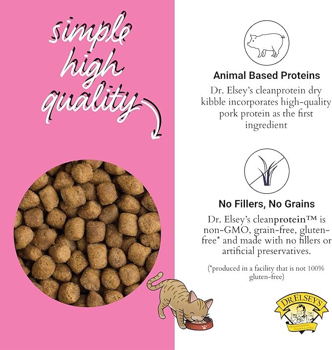 Dr. Elsey's cleanprotein Pork Cat Kibble 6.6lb. Bag-PurrikoPets