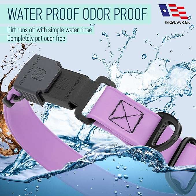 Dogline Biothane Waterproof Dog Collar with Herm Sprenger Stainless Steel Quick Release Buckle – Heavy Duty Tactical Durable Collar for Dogs – Comfortable and Safe Pet Collar W 3/4" L 12-19" Amethyst-PurrikoPets
