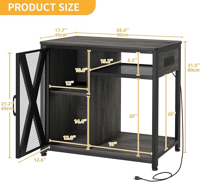 DWVO 40-50 Gallon Aquarium Stand with Power Outlets & LED Light, Cabinet for Fish Tank Accessories Storage - Metal Fish Tank Stand Suitable for Turtle, Reptile Terrarium, 660LBS Capacity, Grey-PurrikoPets