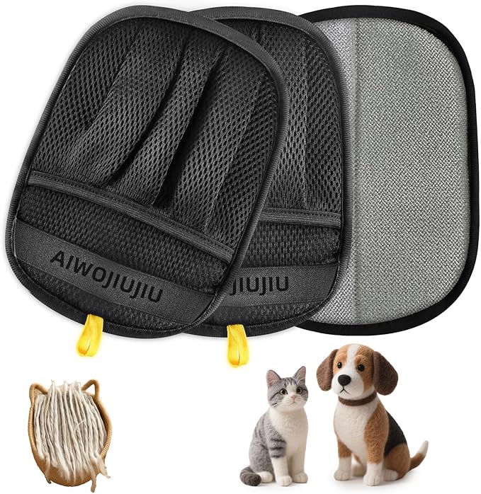 2𝑷𝒄𝒔 Pet Hair Removal Glove for Cats & Dogs, Newly Pro Five-Finger Electrostatic Pet Hair Remover Gloves, Reusable & Washable Magic Brush Pet Hair Removal Tool for Couch, Clothing, Carpet, Car Seat-PurrikoPets