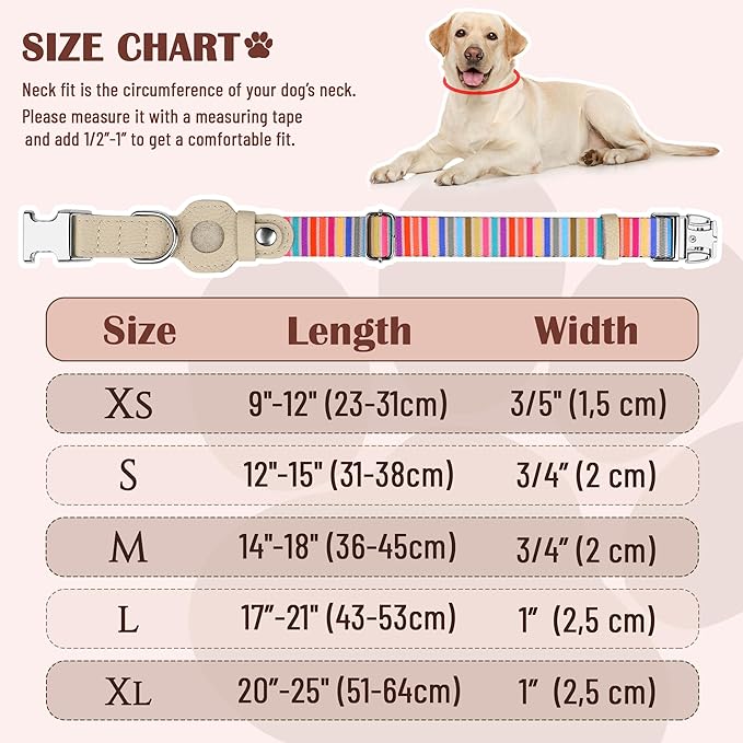 AirTag Dog Collar for Small Medium Large Breed - Adjustable Cute Pattern Dog Collar with Airtag Holder - Soft Leather Tracker GPS Apple Air Tag Pet Collars (X-Small, 9"-12" Neck Fit, Serape)-PurrikoPets