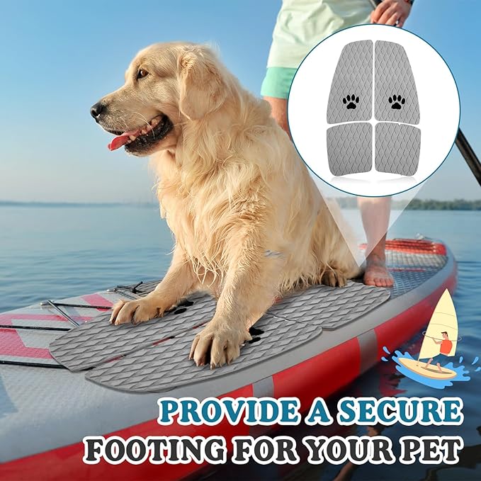 Dog Traction Pad Dog Paddle Board Kayak Accessories 21.2 x 15.3 Inch Non Slip Deck Grip Mat Surfboard Traction Good Grip EVA Foams for SUP Skimboard Paddleboard Surfboard-PurrikoPets