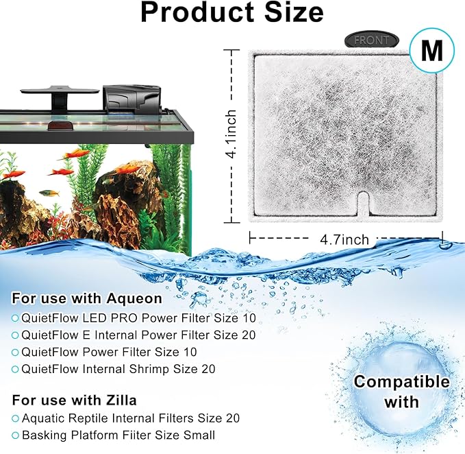 8 Pack Medium Filters Cartridges Compatible with Aqueon Fish Tank Filter Cartridges Compatible with Aqueon QuietFlow LED PRO Power Filter Size 10/Power Filter Size 10/E Internal Power Filter Size 20-PurrikoPets